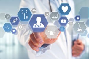 View of a Medecine and general healthcare icon displayed on a medical interface